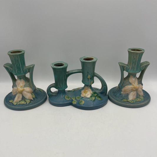 Roseville Blue Candlestick Holders Your Choice