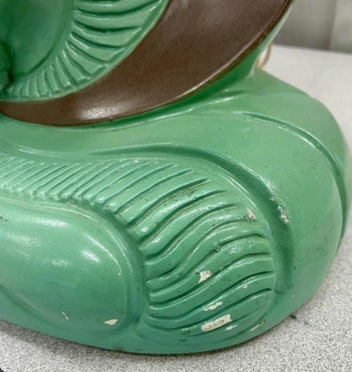 Figural Table Lamp: Green Fairy Style - Mid Century Chalk Ware