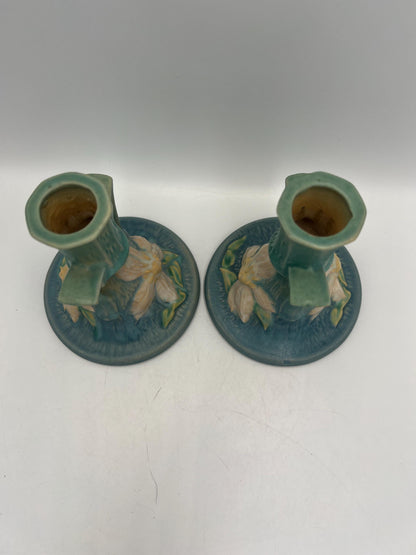 Roseville Blue Candlestick Holders Your Choice