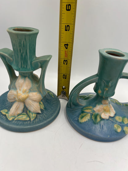 Roseville Blue Candlestick Holders Your Choice