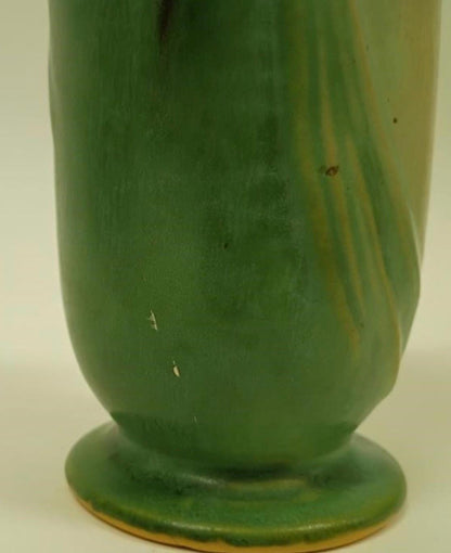 Roseville Green Pinecone, 1936 Vintage Art Pottery, Ceramic Double Handled Vase 838-6