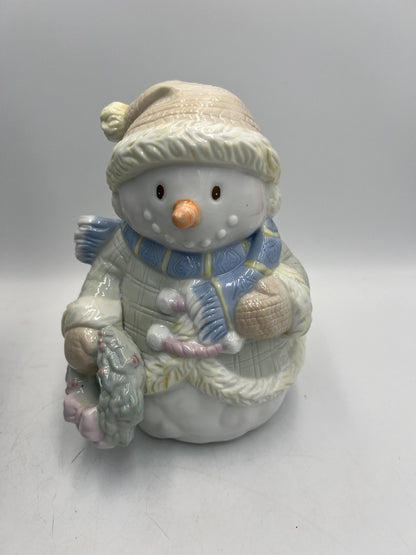 Christmas Decorations: Snowmen Votive Holder or Snowman Table Piece NEW IN BOX