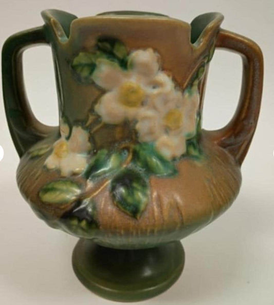 Roseville Pottery Pink Dusty Rose 6" Handled Vase 146-6