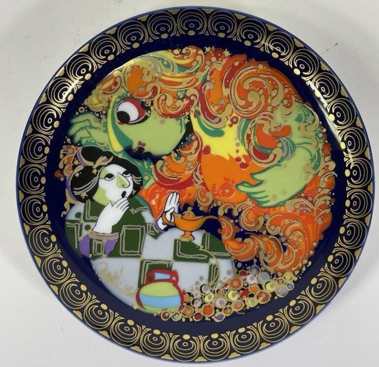 Aladdin Collector Plate - Blue Gold Porcelain by Bjorn Wiinblad