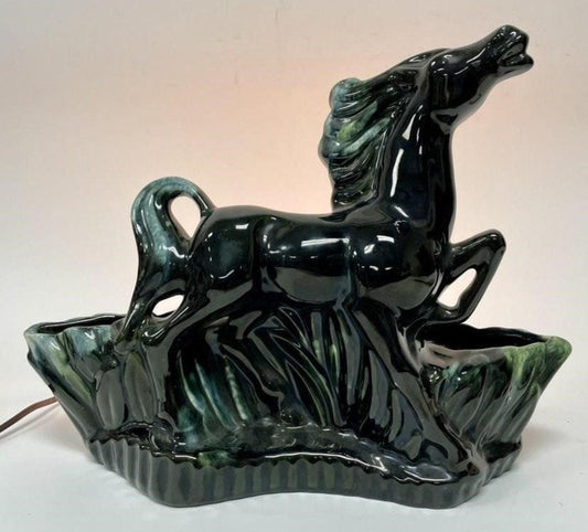 Vintage Horse Lamp - Mid Century Modern Ceramic Table Light
