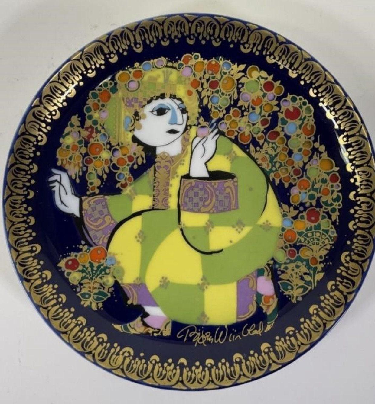Aladdin Collector Plate - Blue Gold Porcelain by Bjorn Wiinblad