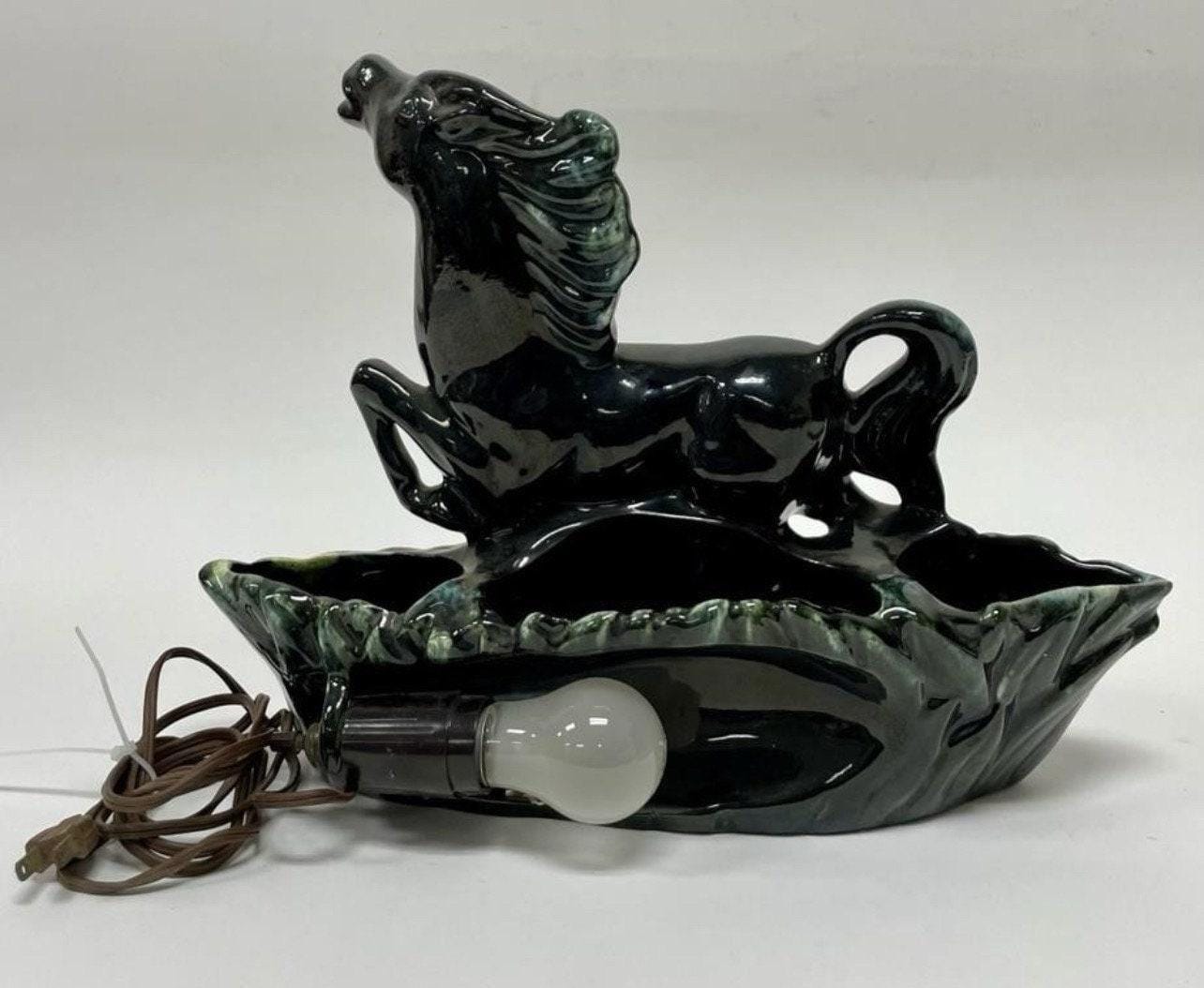 Vintage Horse Lamp - Mid Century Modern Ceramic Table Light