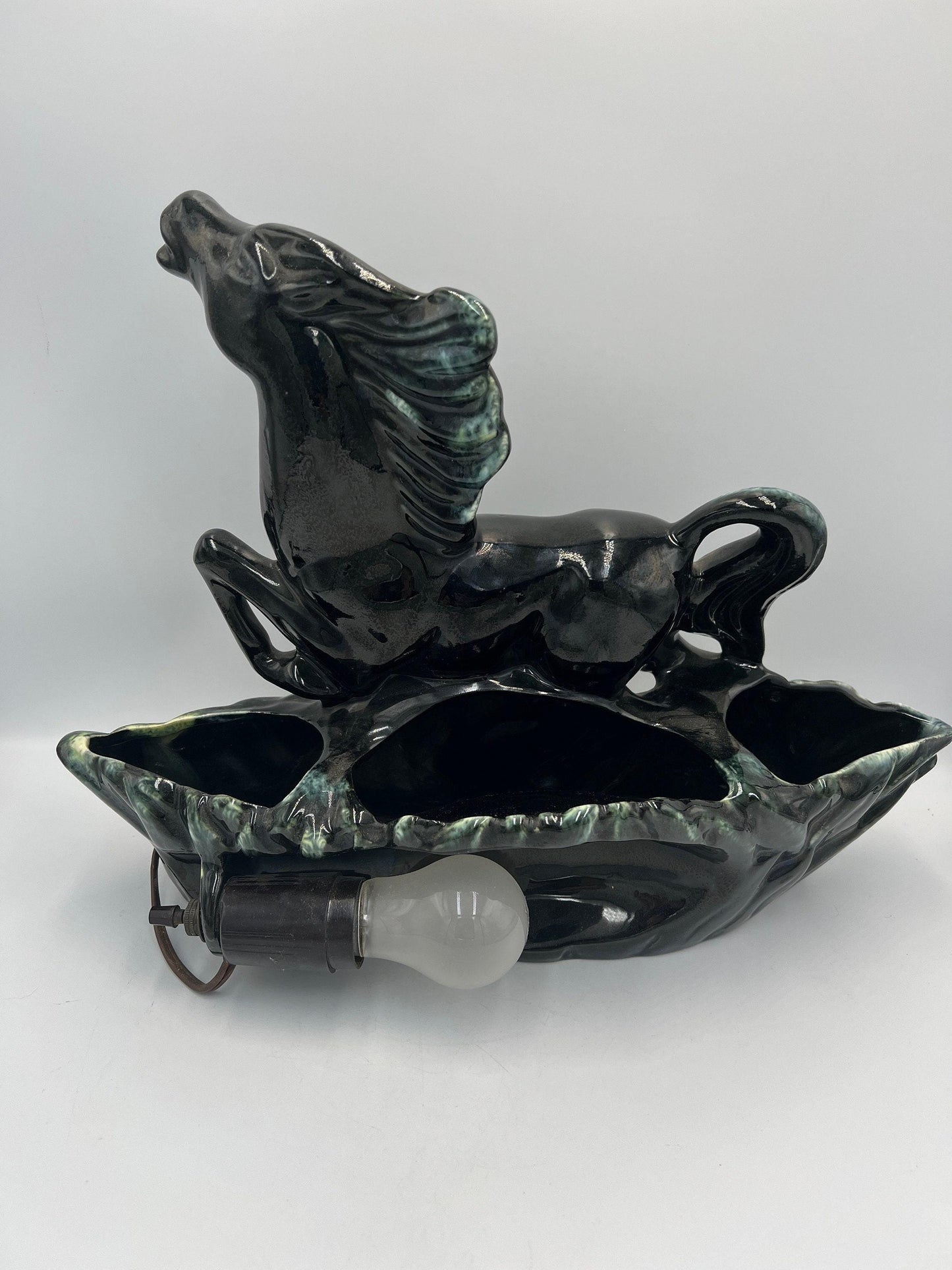 Vintage Horse Lamp - Mid Century Modern Ceramic Table Light
