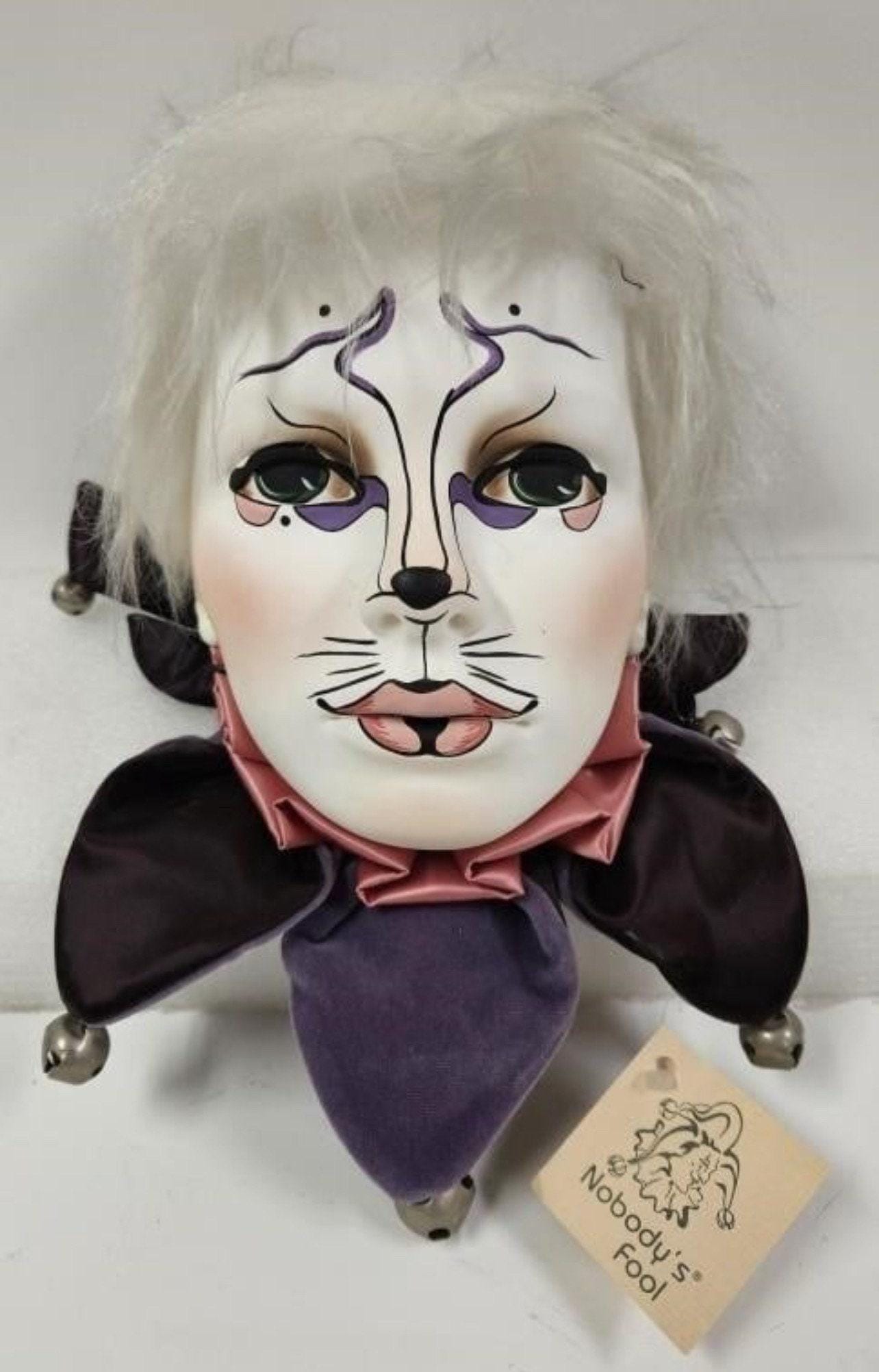 Ceramic Wall Mask: Cat Face Art by Dyan Nelson (Signed, 12")