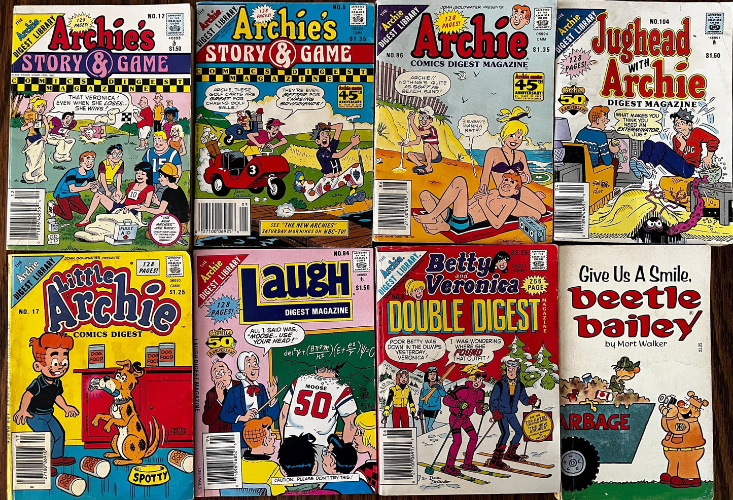 Vintage Archie & Beetle Bailey Digest Comics Lot (1970-1980s, 7 Books)