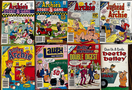 Vintage Archie & Beetle Bailey Digest Comics Lot (1970-1980s, 7 Books)