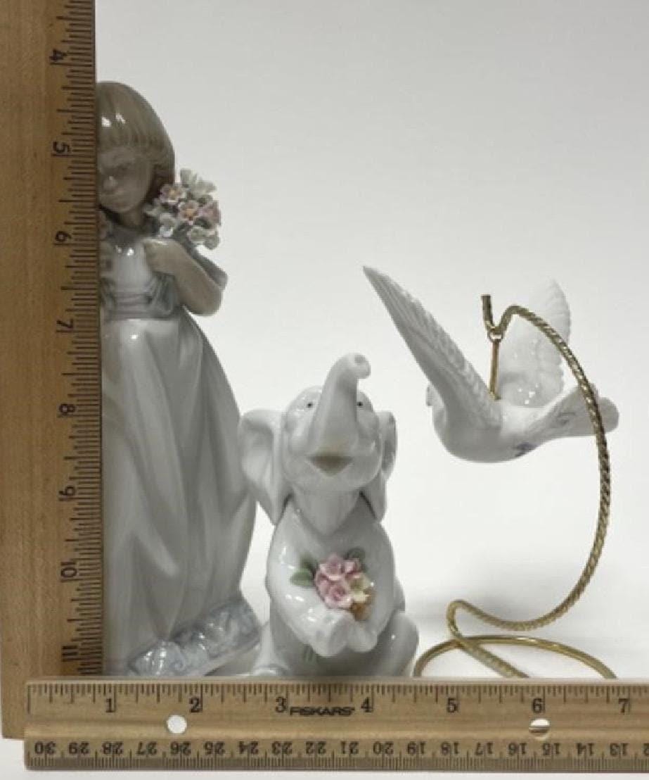 Lladro Porcelain Figurines - Spring Girl, Lucky in Love, Dove Ornament