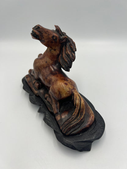 Chinese Export Carved Soapstone Horse Sculpture