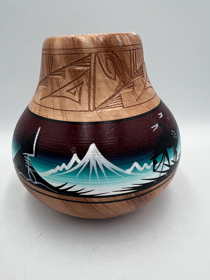 Navajo Pottery Vase and Small Dreamcatcher Pot, Signed P. Blackhorse, Sold Individually