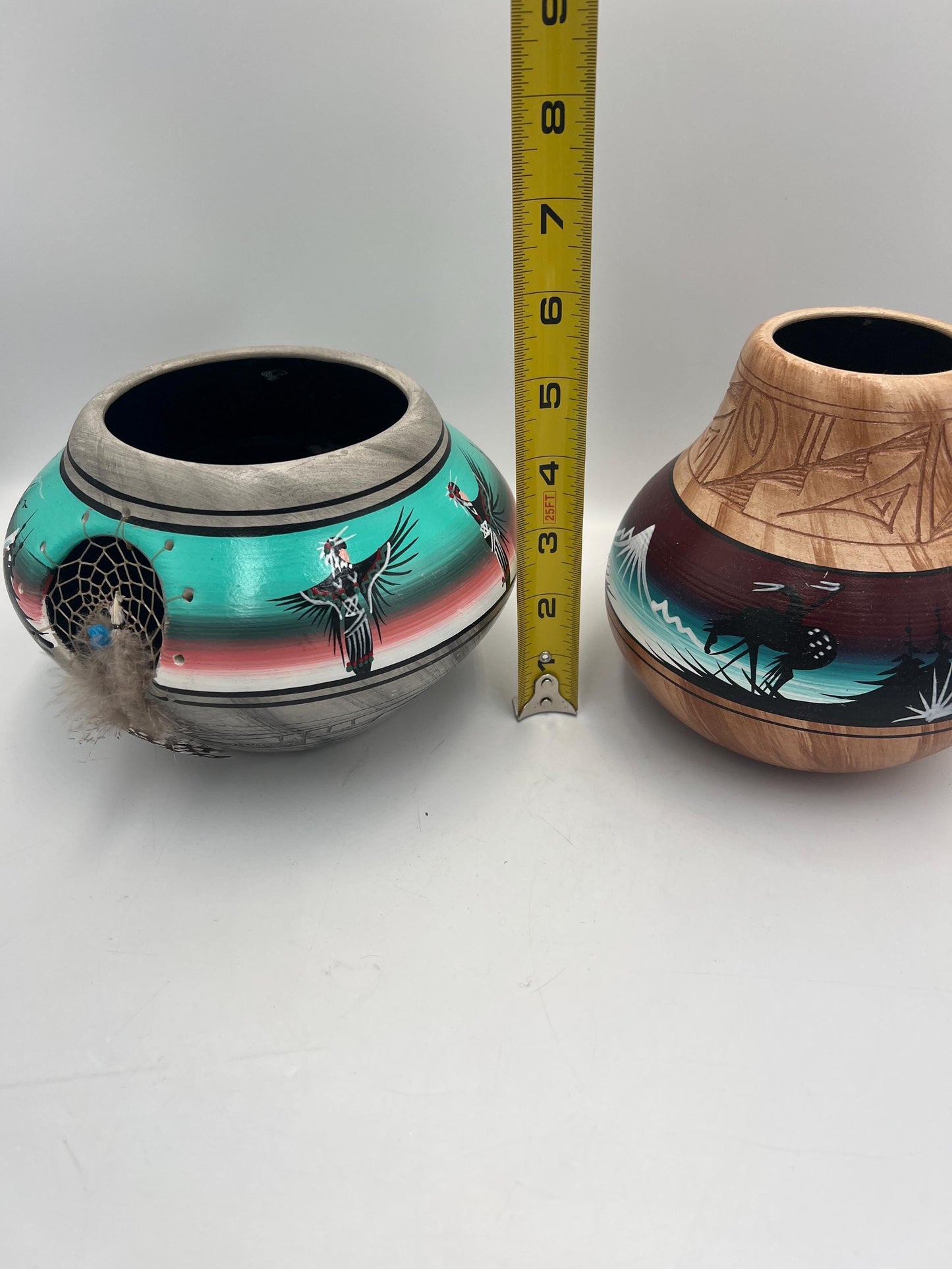 Navajo Pottery Vase and Small Dreamcatcher Pot, Signed P. Blackhorse, Sold Individually