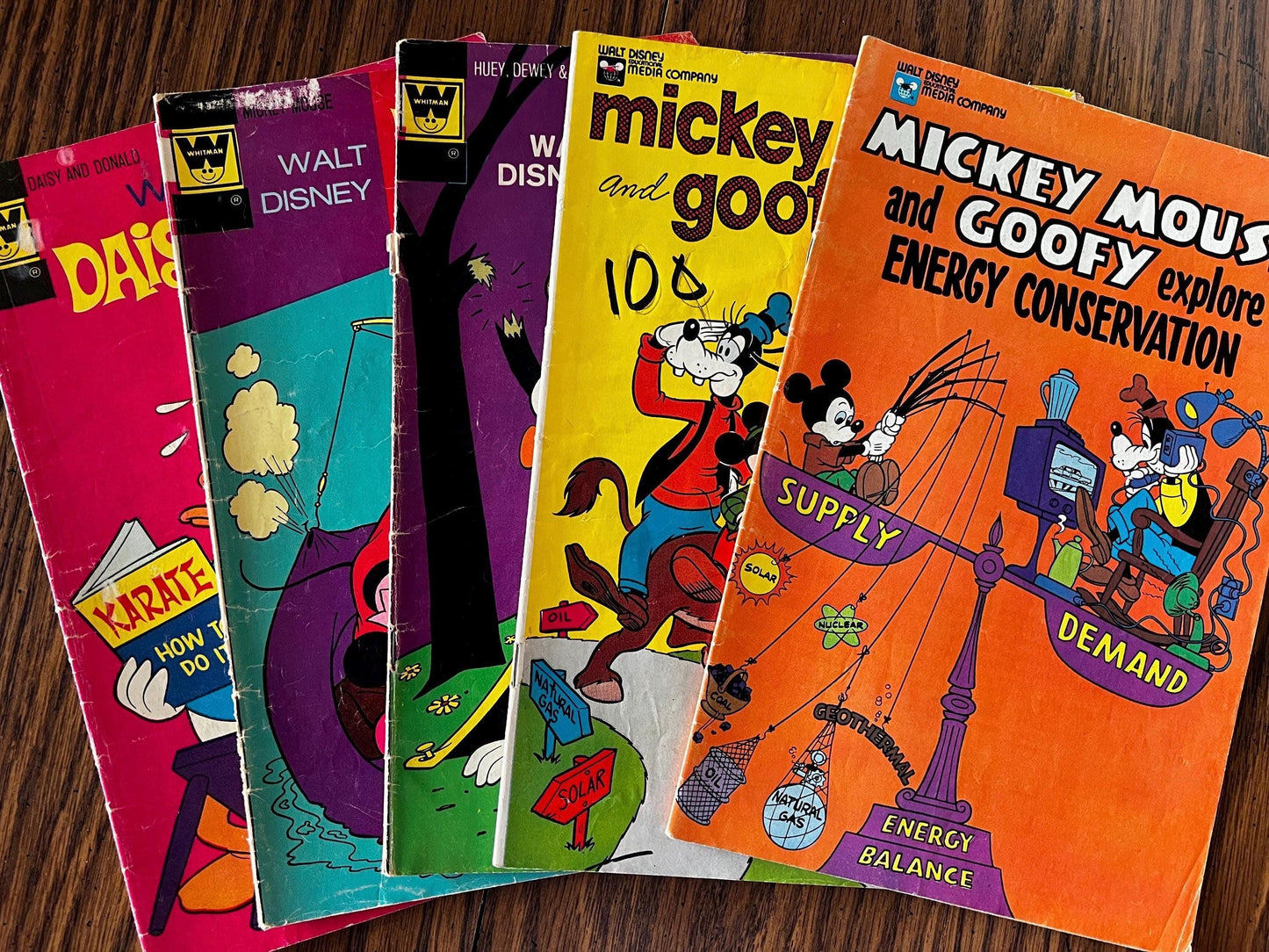 Whitman and Disney Educational 1970s Lot | Daisy & Donald | Mickey/Pluto | Junior Woodchucks | Energy Booklets | 7 Comics