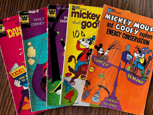 Whitman and Disney Educational 1970s Lot | Daisy & Donald | Mickey/Pluto | Junior Woodchucks | Energy Booklets | 7 Comics
