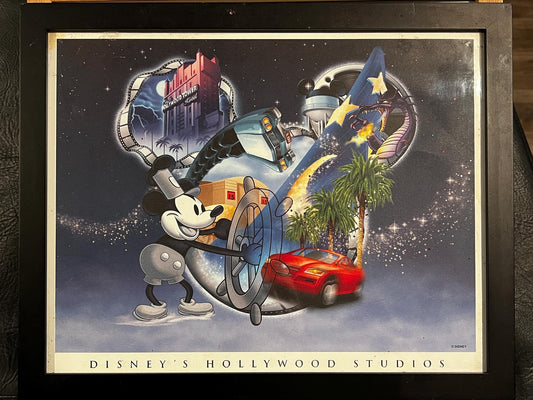 Hollywood Studios Art Print: Sorcerer Mickey & Classic Park Icons (Framed 12x15")