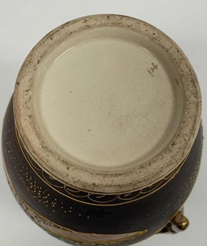 Japanese Satsuma Earthenware Vase with Dragon Adornments