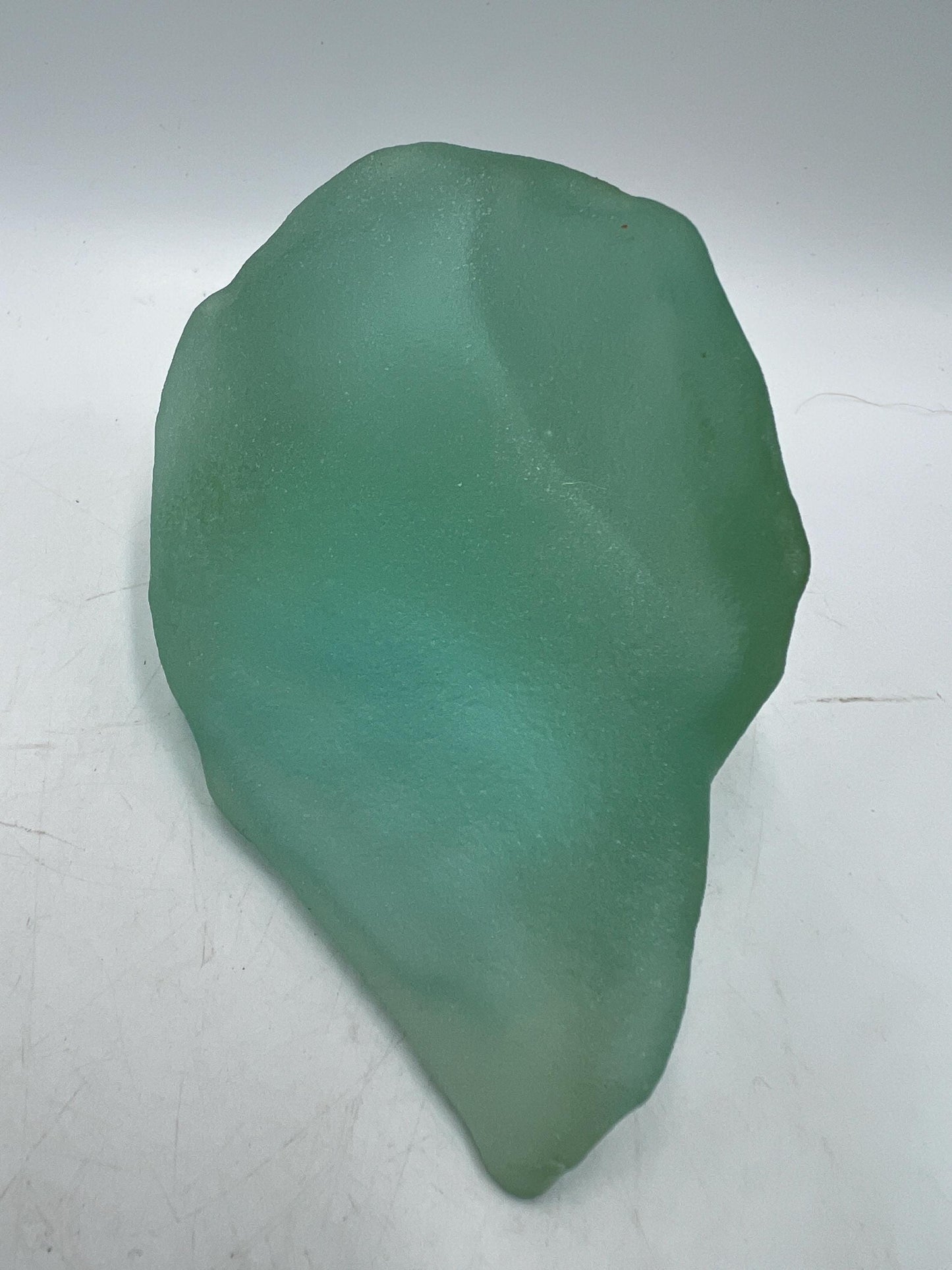 Vintage Coastal Aqua Frosted Sea Glass Etched Polar Bear Paperweight Glass Art
