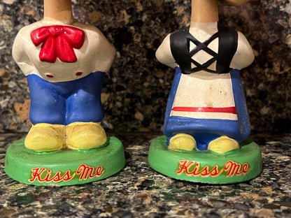 Vintage 1950's Dutch Boy & Girl "Kiss Me" Bobble Head Pair, Valentine's Day Gift, Romantic Date, Bachelor / bachelorette party, Wedding Top