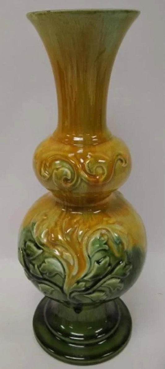Vintage Royal Haeger Vase: Green and Yellow Bulb Drip Vase - Mid Century Modern Style