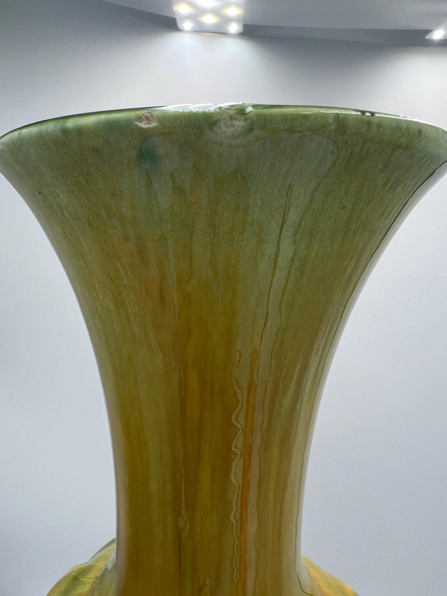 Vintage Royal Haeger Vase: Green and Yellow Bulb Drip Vase - Mid Century Modern Style