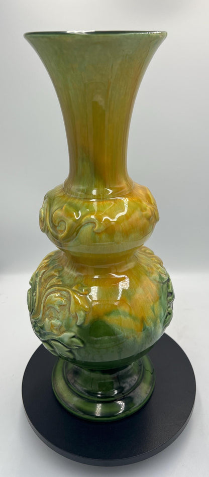 Vintage Royal Haeger Vase: Green and Yellow Bulb Drip Vase - Mid Century Modern Style