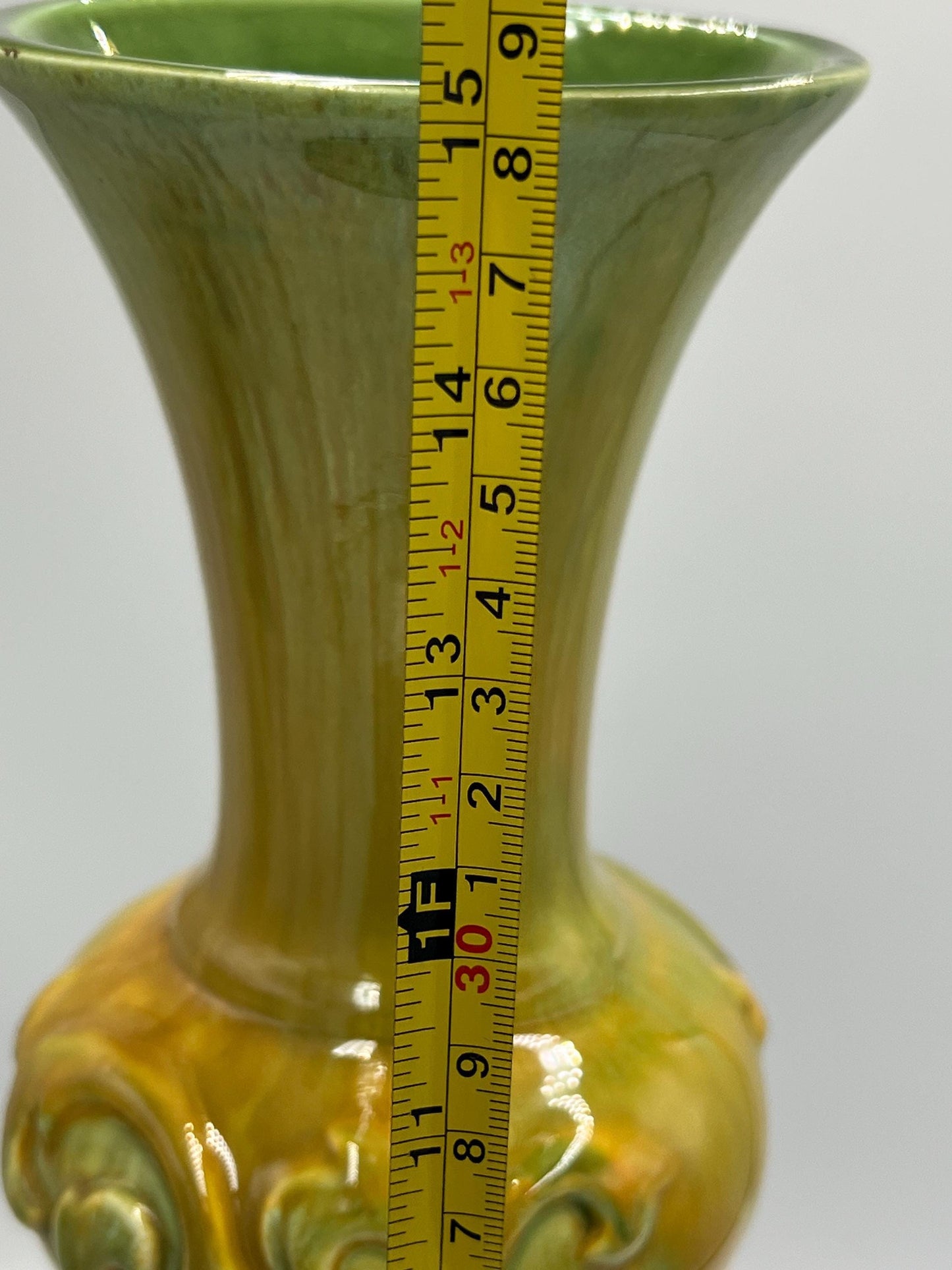 Vintage Royal Haeger Vase: Green and Yellow Bulb Drip Vase - Mid Century Modern Style