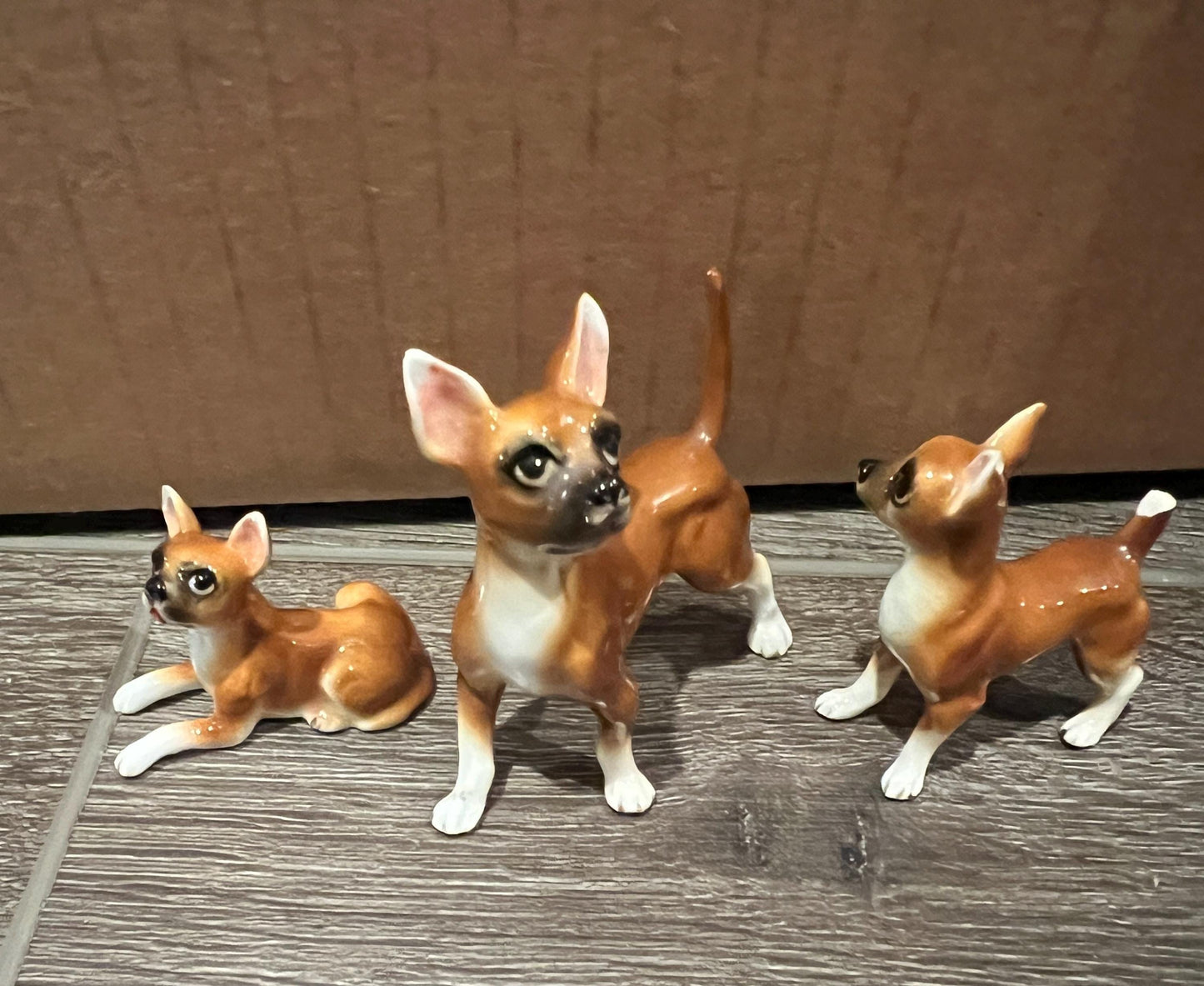 Vintage Trio of Chihuahua Ceramic Figurines