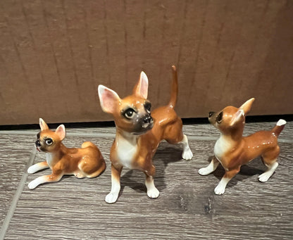 Vintage Trio of Chihuahua Ceramic Figurines