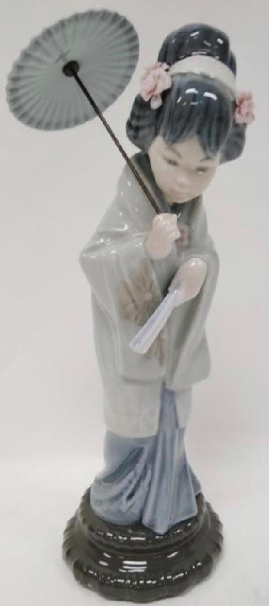 Oriental Spring - Japanese Lady with Parasol Figurine: Lladro - Porcelain Sculpture No. 4988. No Box