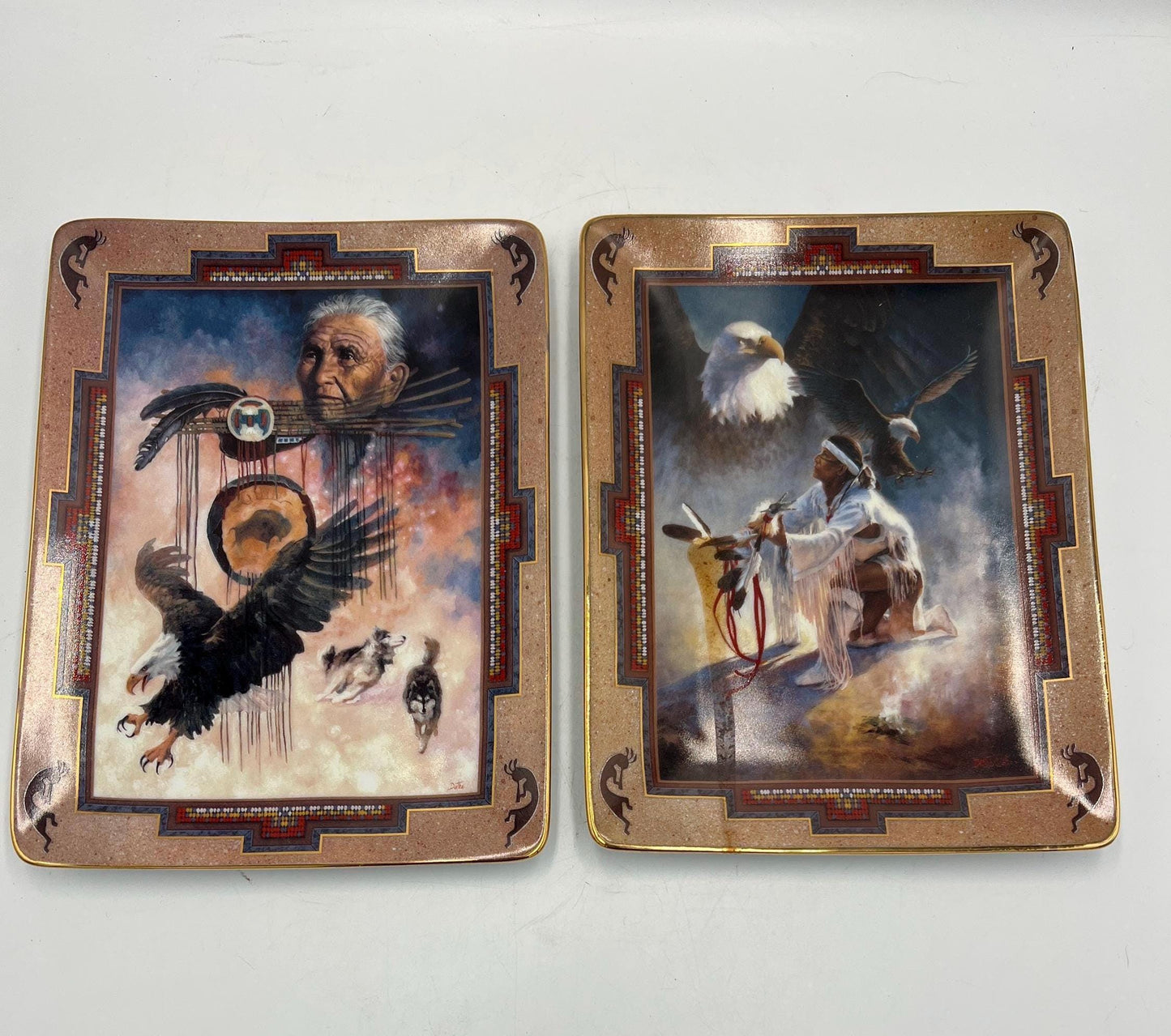 Western Heritage Museum Native American Pair of Plates by Franklin Mint