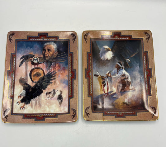 Western Heritage Museum Native American Pair of Plates by Franklin Mint