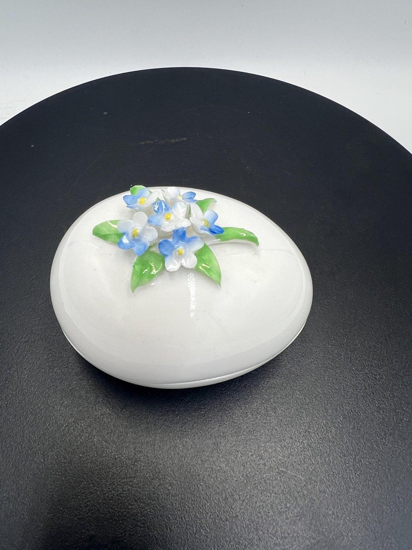 Vtg Golden Crown E&R England Fine Bone China Handpainted Egg Shaped Trinket Box