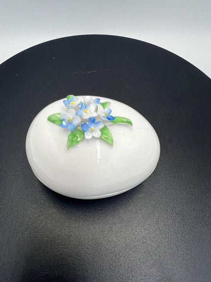Vtg Golden Crown E&R England Fine Bone China Handpainted Egg Shaped Trinket Box
