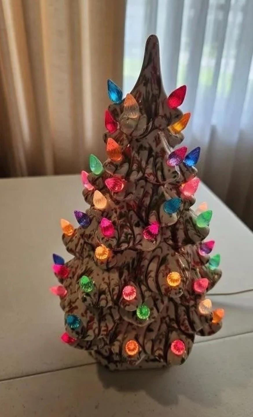Vintage Christmas Tree - Holiday Figurine - Lights Up