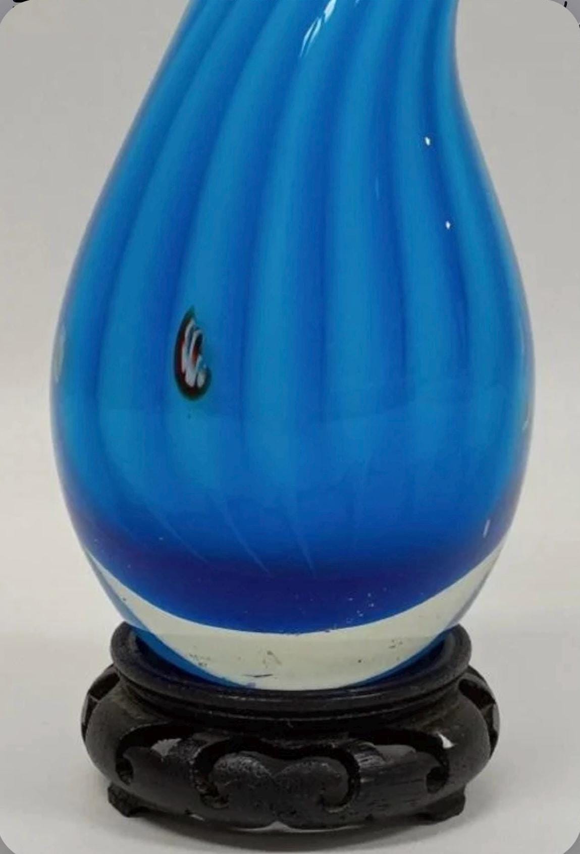Murano Art Glass Blue Swirl Corkscrew Sculpture