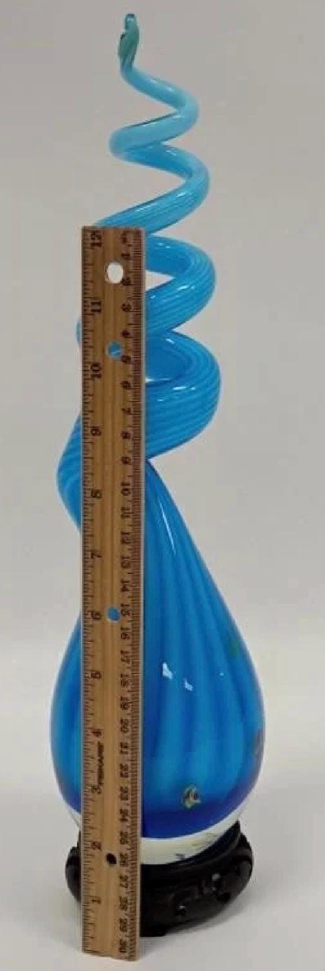 Murano Art Glass Blue Swirl Corkscrew Sculpture