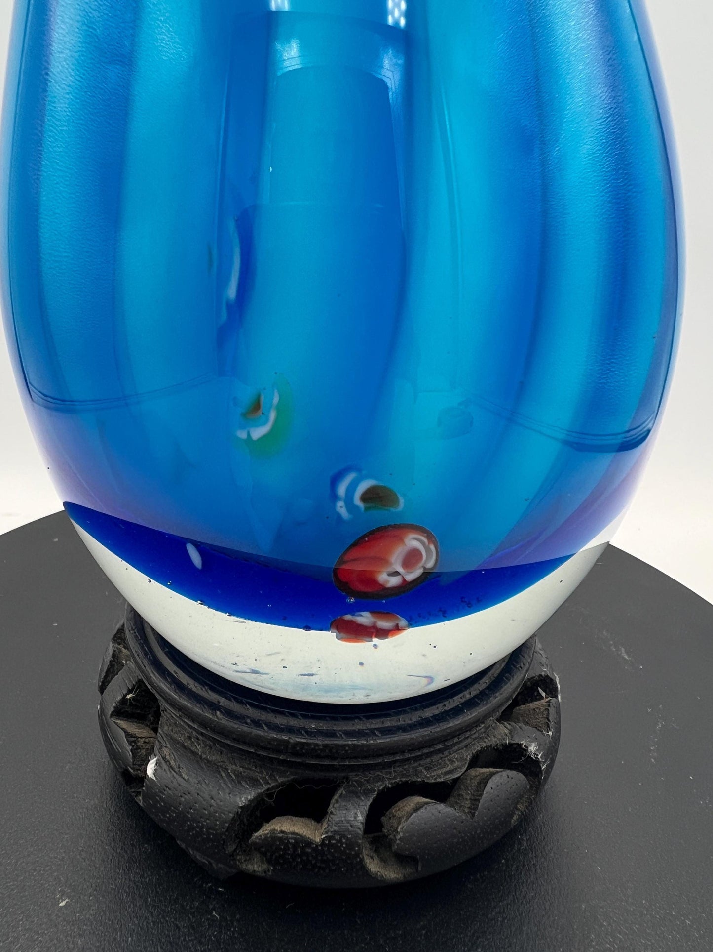 Murano Art Glass Blue Swirl Corkscrew Sculpture