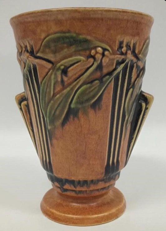 Roseville 1934 Laurel Vase - Vintage Handled Ceramic Pottery