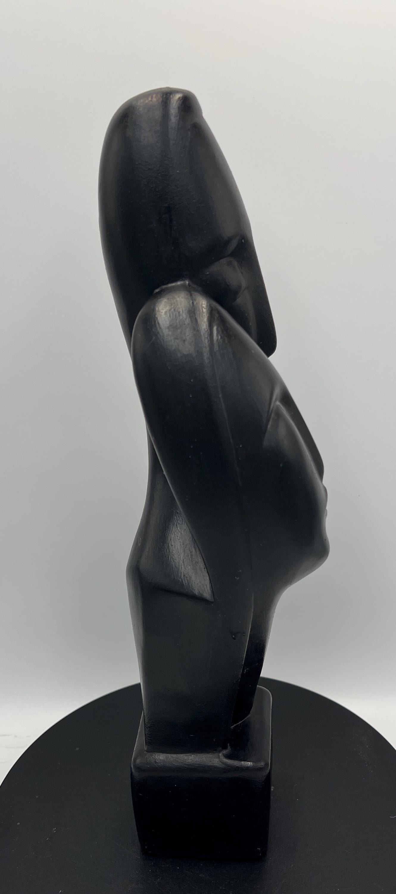 Carved Statue Cycladic Lovers MCM - Rustic Decorative Art