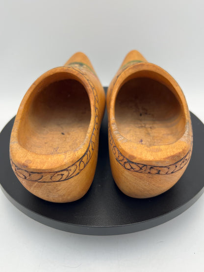 Vintage Pair Wooden Clogs Shoe Made in Holland Hand-Painted Windmill
