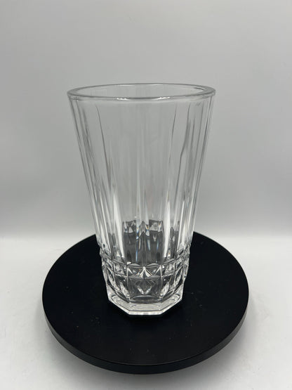 Val St Lambert Belgium Vintage Crystal Vase Diamond Band Signed VS