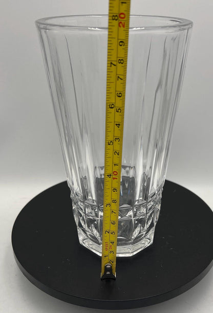 Val St Lambert Belgium Vintage Crystal Vase Diamond Band Signed VS