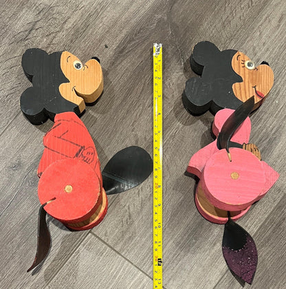 Old School Disney Mickey and Minnie Pair of Toys