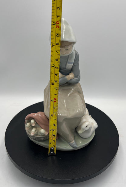 Lladro Statues, "Girl Gathering Flowers" and "Duck Seller" Lladro Porcelain Sculpture - Sold Individually