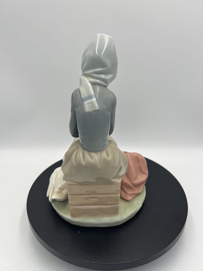 Lladro Statues, "Girl Gathering Flowers" and "Duck Seller" Lladro Porcelain Sculpture - Sold Individually