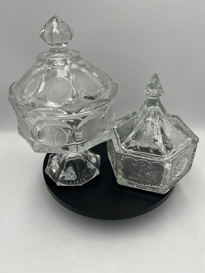 Crystal Lidded Dish - Fostoria Coin Dish or Indiana Glass Tiara Dish