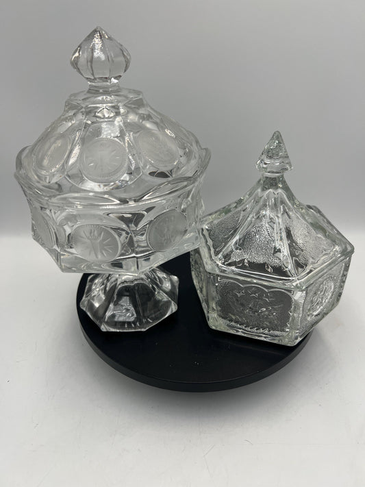 Crystal Lidded Dish - Fostoria Coin Dish or Indiana Glass Tiara Dish